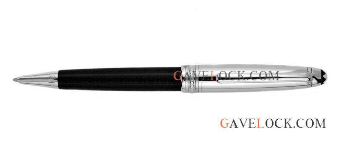 Copy Montblanc Meisterstuck Silver Ballpoint Pen - Black Barrel